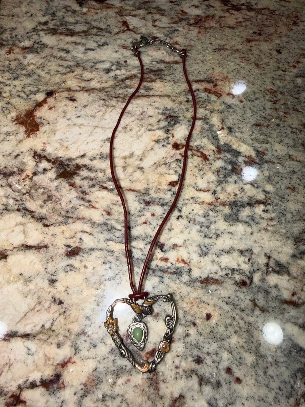 Lucky Brand Heart Pendant Leather Cord Necklace